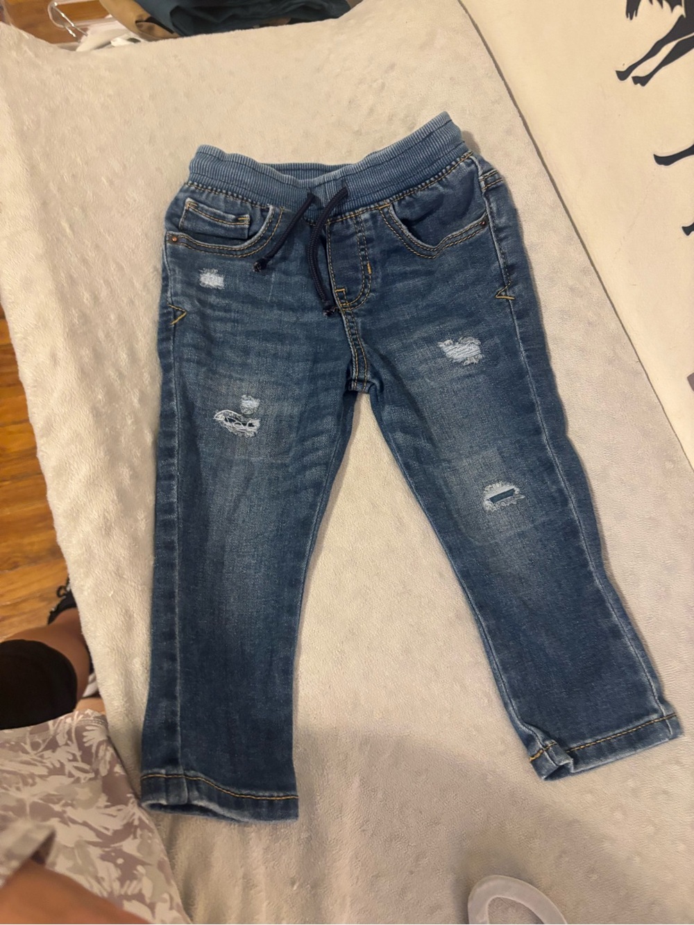 Cat & Jack Navy Blue Distressed Pull-On Kids Jeans